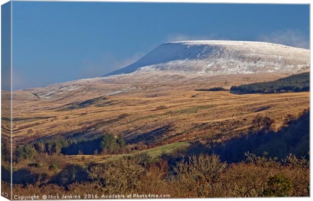 Fan Gyhirych Brecon Beacons Wales with snow Canvas Print by Nick Jenkins