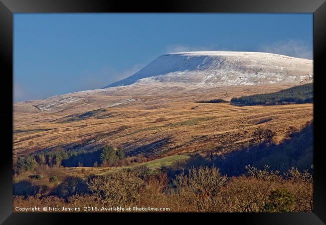 Fan Gyhirych Brecon Beacons Wales with snow Framed Print by Nick Jenkins