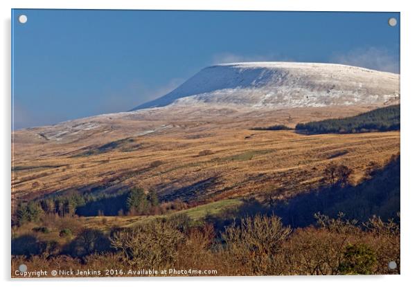 Fan Gyhirych Brecon Beacons Wales with snow Acrylic by Nick Jenkins