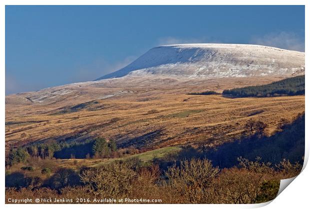 Fan Gyhirych Brecon Beacons Wales with snow Print by Nick Jenkins