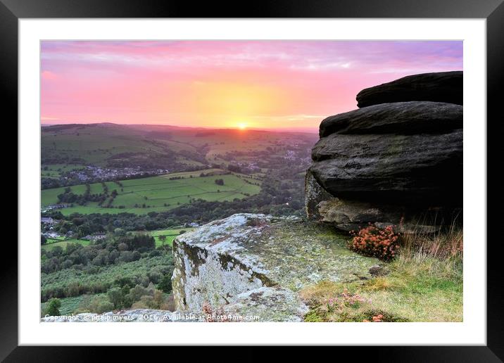 Curbar Edge                                     Framed Mounted Print by philip myers