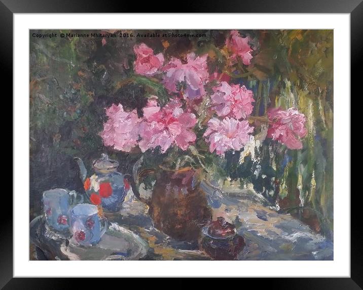 Flowers, Russian oil painting Framed Mounted Print by Marianne Mhitaryan