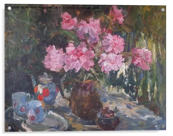 Flowers, Russian oil painting Acrylic by Marianne Mhitaryan
