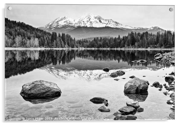 A dramatic view of Mount Shasta from Lake Siskiyou Acrylic by Jamie Pham