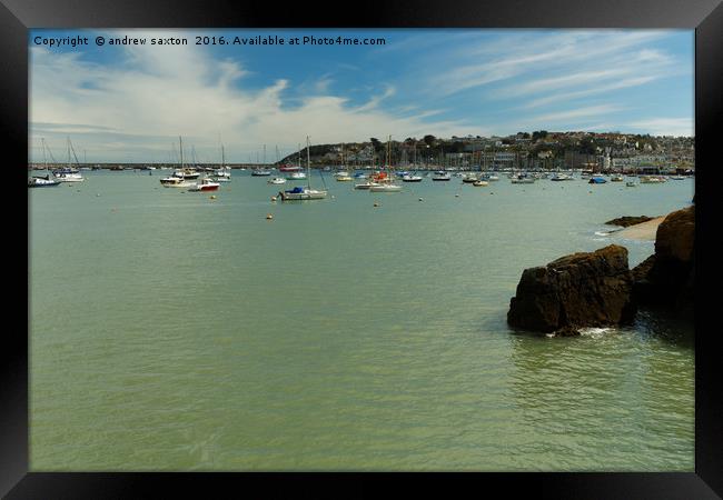 LIGHT CLOUD OVER BRIXHAM Framed Print by andrew saxton