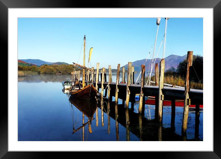 Boat at Derwent Water Framed Mounted Print by Dave Leason