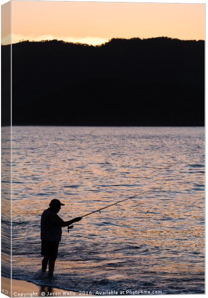 Silhouette of a tico fishing Canvas Print by Jason Wells