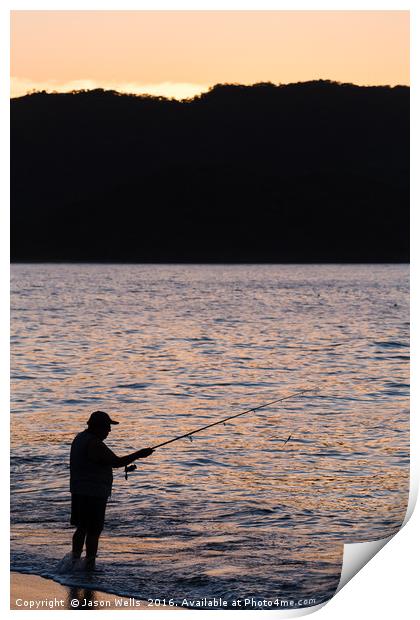 Silhouette of a tico fishing Print by Jason Wells