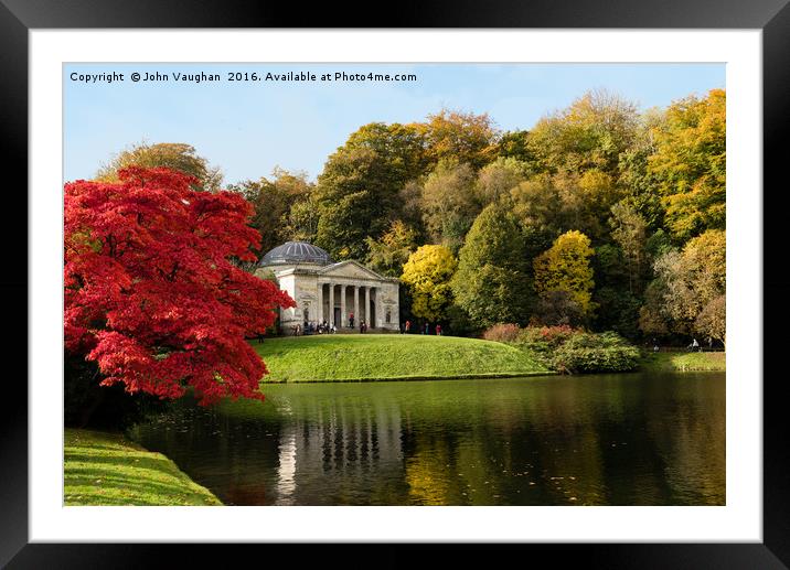 Autumn Scene at Stourhead...The Pantheon Framed Mounted Print by John Vaughan