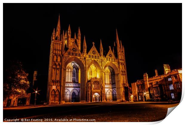 Peterborough Cathedral at Night Print by Ben Keating