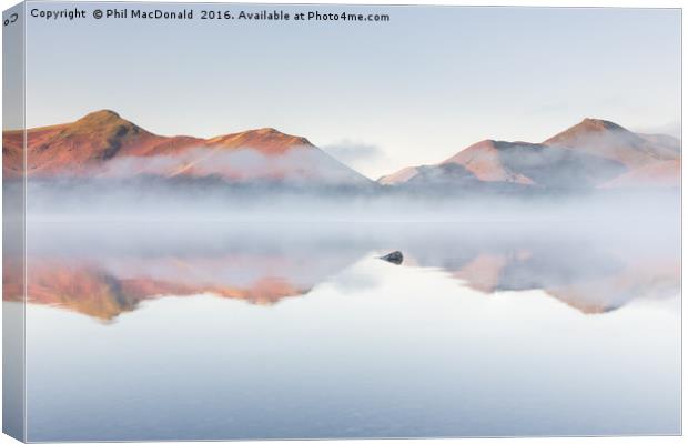 Knitting Fog at Derwentwater, Cat Bells at Dawn Canvas Print by Phil MacDonald