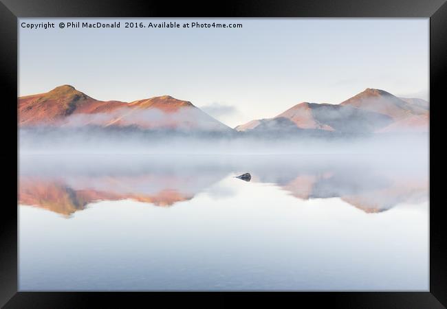 Knitting Fog at Derwentwater, Cat Bells at Dawn Framed Print by Phil MacDonald