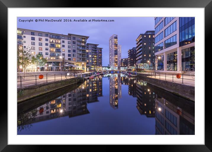 Blue Hour, Leeds Dock Reflections Framed Mounted Print by Phil MacDonald