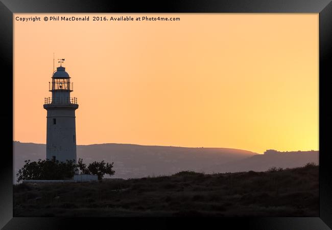 Pathos Lighthouse Dawn Framed Print by Phil MacDonald