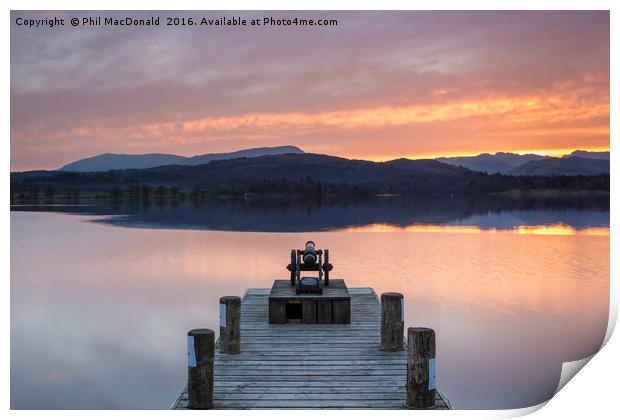 Golden Glow Sunset, Windermere Jetty Print by Phil MacDonald