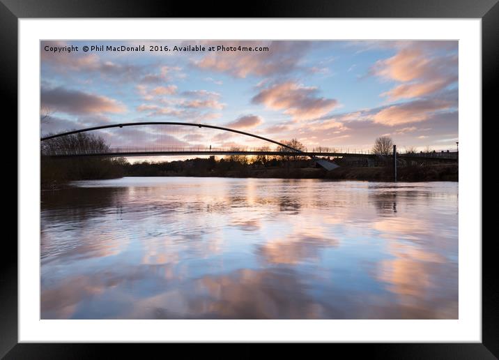 Tranquil Sunset at York Millennium Bridge Framed Mounted Print by Phil MacDonald