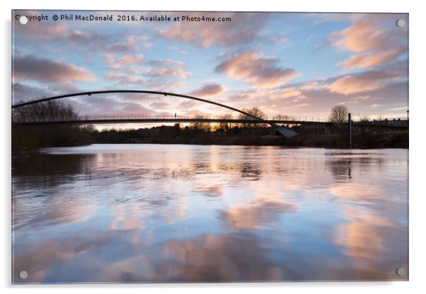 Tranquil Sunset at York Millennium Bridge Acrylic by Phil MacDonald
