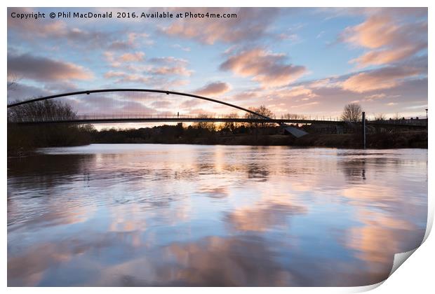 Tranquil Sunset at York Millennium Bridge Print by Phil MacDonald