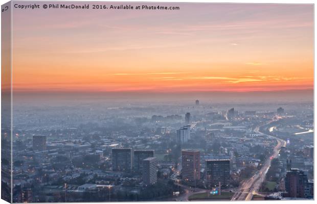 Red Sky at Night, a Glorious Manchester Sunset Canvas Print by Phil MacDonald