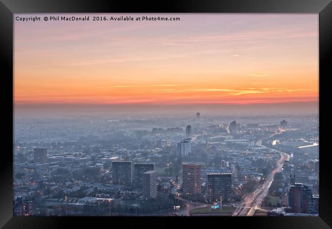 Red Sky at Night, a Glorious Manchester Sunset Framed Print by Phil MacDonald