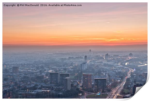 Red Sky at Night, a Glorious Manchester Sunset Print by Phil MacDonald