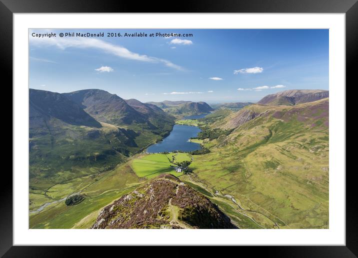 Birds Eye View, Buttermere and Crummock Water Framed Mounted Print by Phil MacDonald