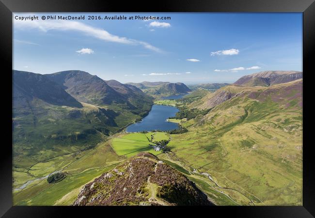 Birds Eye View, Buttermere and Crummock Water Framed Print by Phil MacDonald