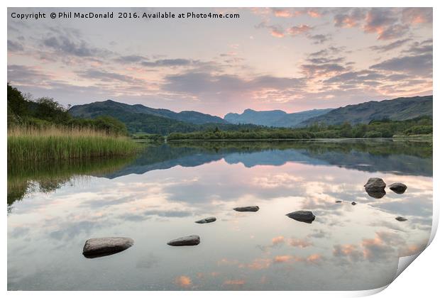 Red Sky at Night, Elterwater Framing the Langdales Print by Phil MacDonald