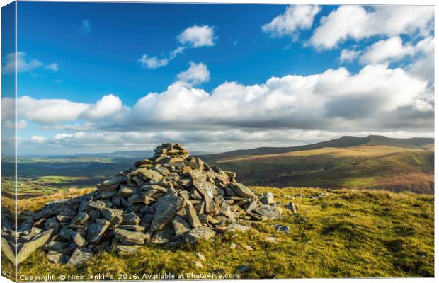 Summit Cairn Fan Frynych Brecon Beacons Canvas Print by Nick Jenkins