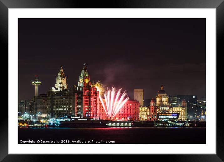 Fireworks at Pier Head Framed Mounted Print by Jason Wells