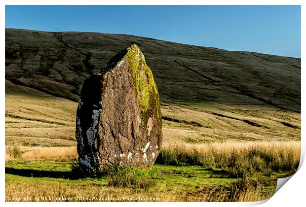 Maen Llia Standing Stone in the Brecon Beacons Print by Nick Jenkins