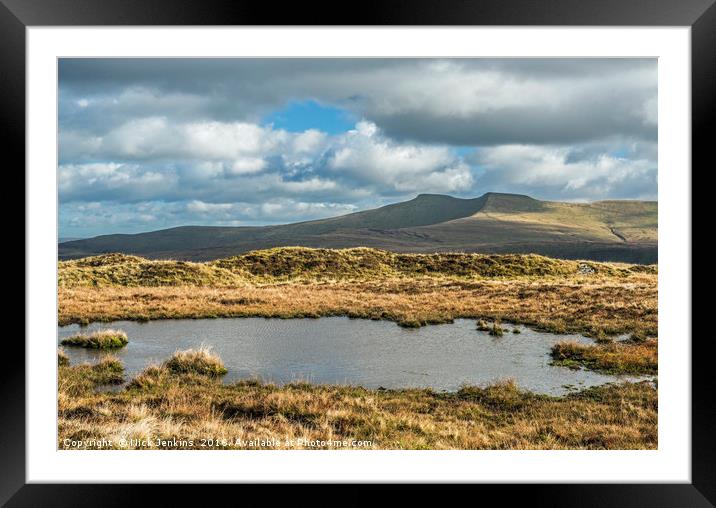 Pool on the hill of Fan Frynych, Brecon Beacons Framed Mounted Print by Nick Jenkins