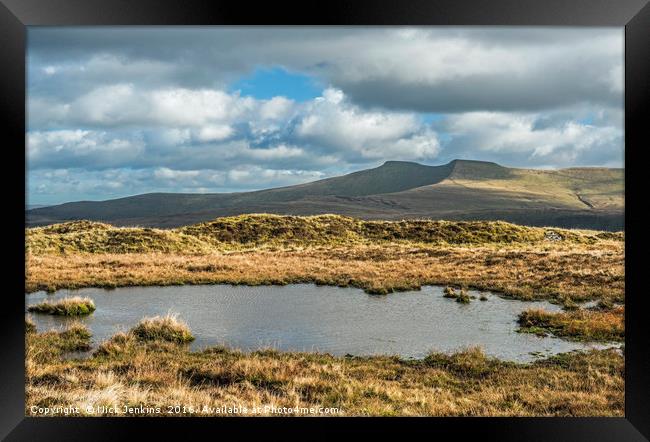 Pool on the hill of Fan Frynych, Brecon Beacons Framed Print by Nick Jenkins