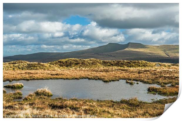 Pool on the hill of Fan Frynych, Brecon Beacons Print by Nick Jenkins