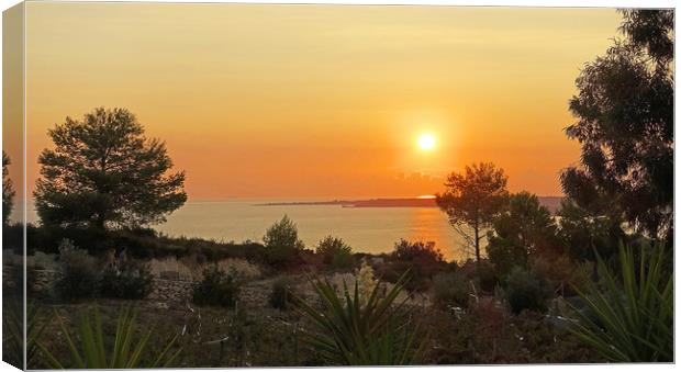       SUNSET OVER KEFALONIA                        Canvas Print by Anthony Kellaway