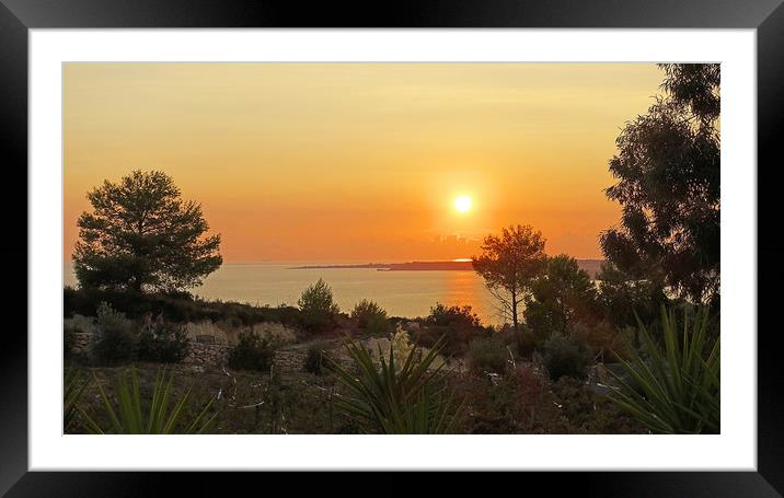       SUNSET OVER KEFALONIA                        Framed Mounted Print by Anthony Kellaway