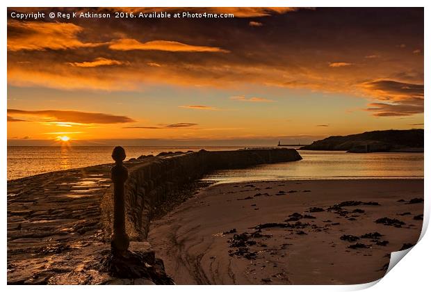 Cullercoats Dawn Print by Reg K Atkinson