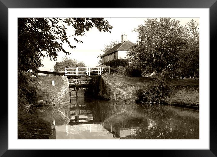 Semington Lock and House Brownie Effect Framed Mounted Print by Dave Windsor