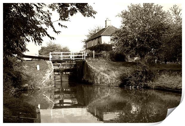 Semington Lock and House Brownie Effect Print by Dave Windsor