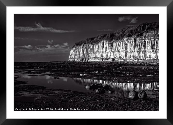 Golden Hour by the Sea in Black and White Framed Mounted Print by Artem Liss
