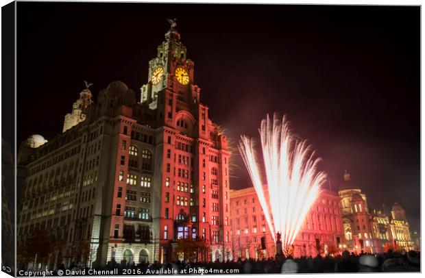 Liver Building Fireworks Canvas Print by David Chennell