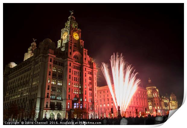 Liver Building Fireworks Print by David Chennell