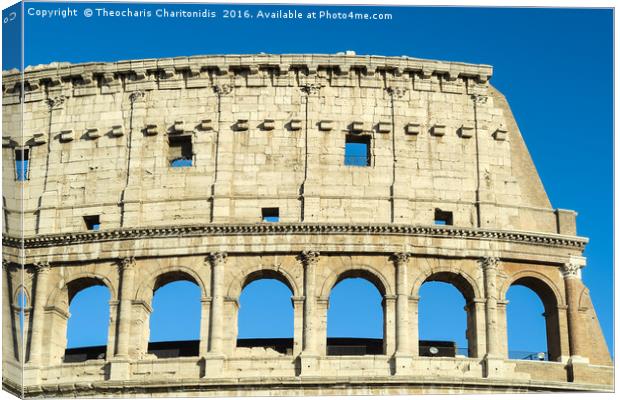 Rome Italy Colosseum upper arches. Canvas Print by Theocharis Charitonidis