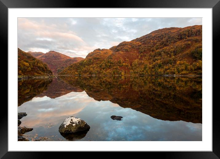 Loch Hourn Autumnal Reflections Framed Mounted Print by Derek Beattie