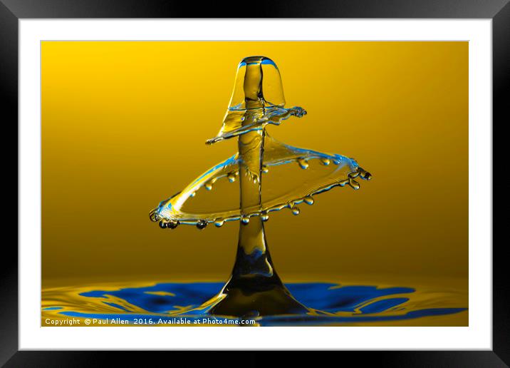 A double water drop collision Framed Mounted Print by Paul Allen