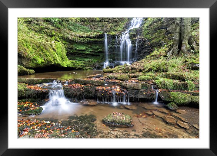 Scaleber Force Waterfall in Autumn (landscape) Framed Mounted Print by Phil MacDonald
