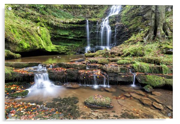 Scaleber Force Waterfall in Autumn (landscape) Acrylic by Phil MacDonald