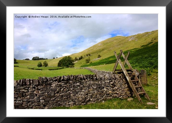View at Dovedale hillside. Framed Mounted Print by Andrew Heaps
