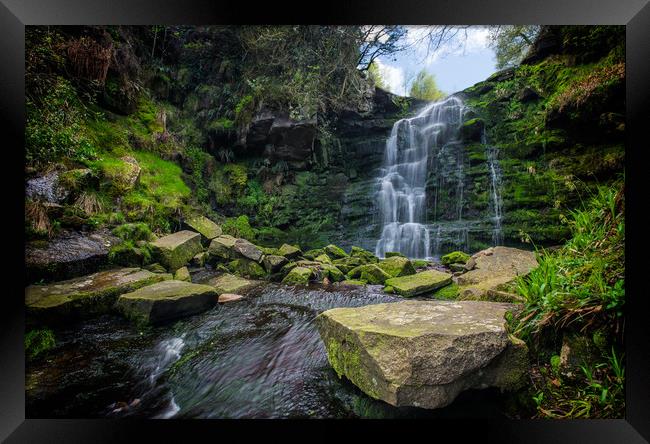 middle black clough waterfall Framed Print by Jason Thompson