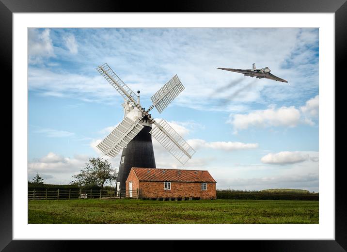 The Vulcan flying over leveton windmill Framed Mounted Print by Jason Thompson